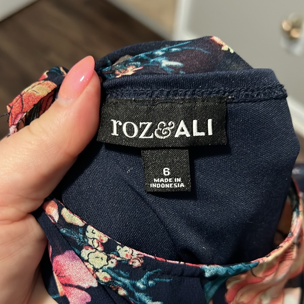 Roz & Ali Navy Floral Fit & Flare Dress - Picture 11 of 12